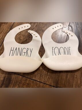 Rae Dunn Baby by Magenta Silicone Pocket Bibs - Foodie - Hangry - Boy or Girl